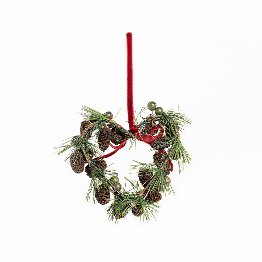 Pine Cone Berry Heart Ornament