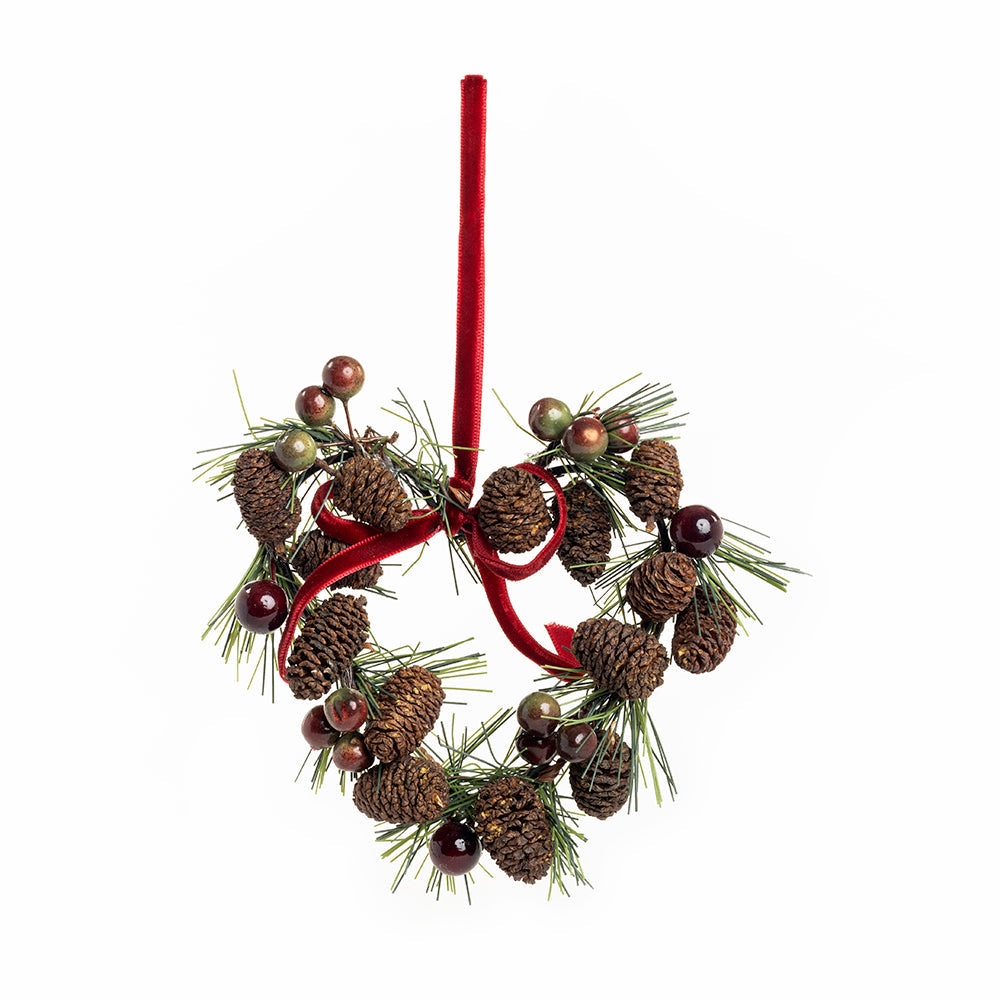 Pine Cone Berry Heart Ornament