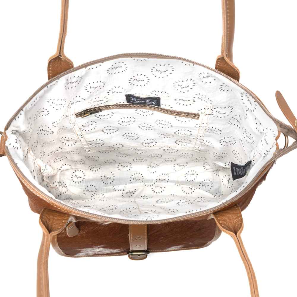 Mesa Maverick Tote Bag in Brown & White