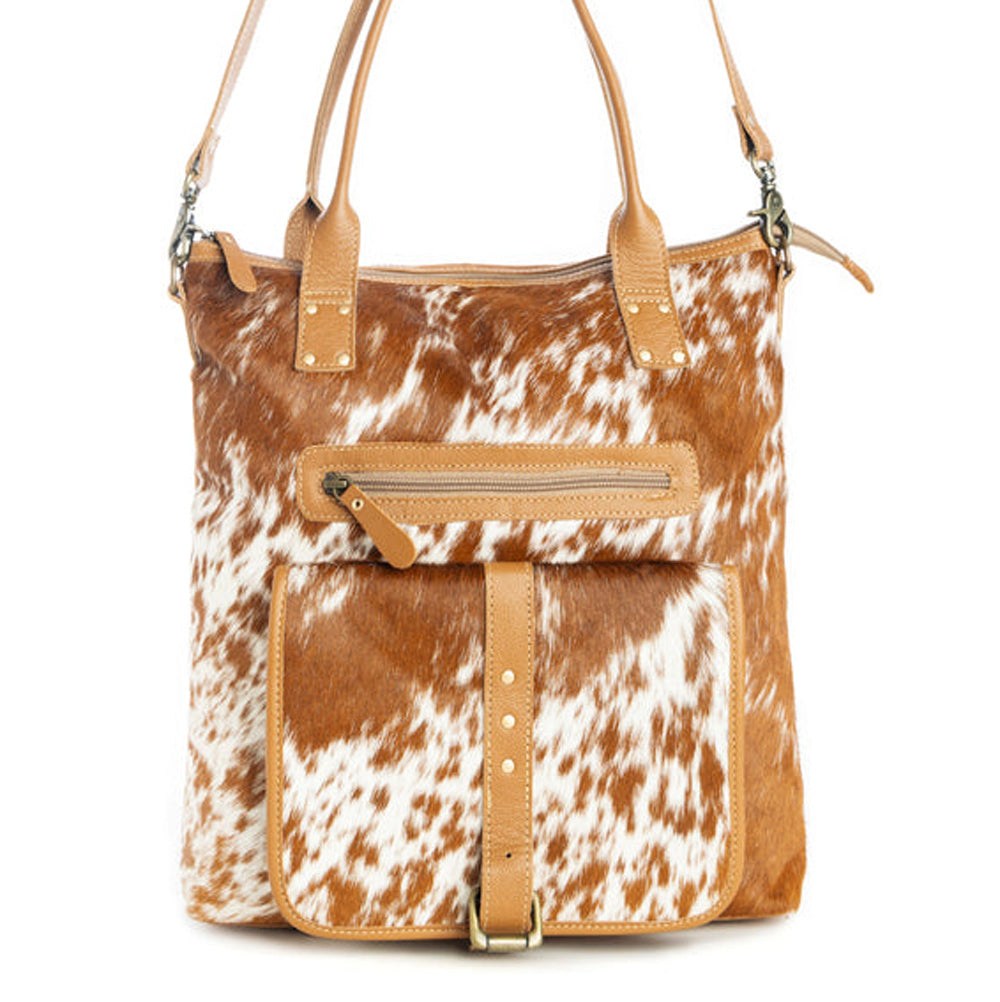 Mesa Maverick Tote Bag in Brown & White