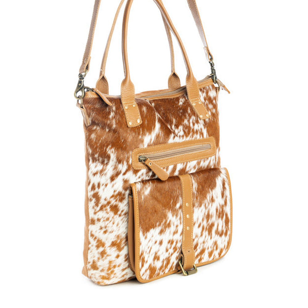 Mesa Maverick Tote Bag in Brown & White