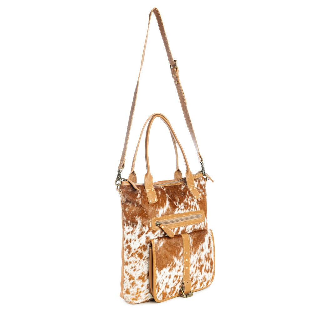 Mesa Maverick Tote Bag in Brown & White