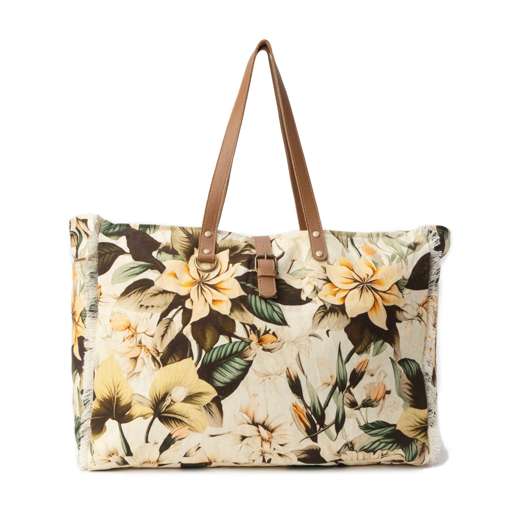 Lovely Florals Weekender Bag In Off White