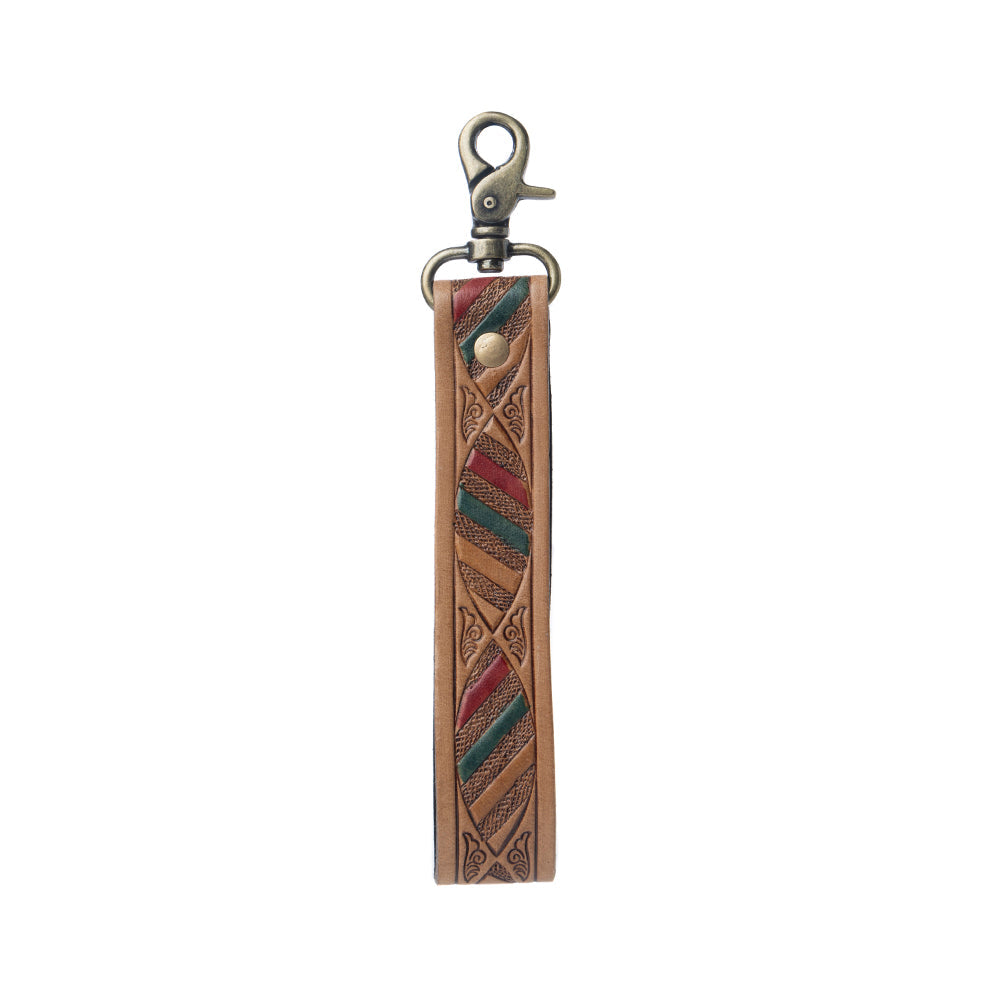 Turquoise Daydreams Key Fob In Dark Brown