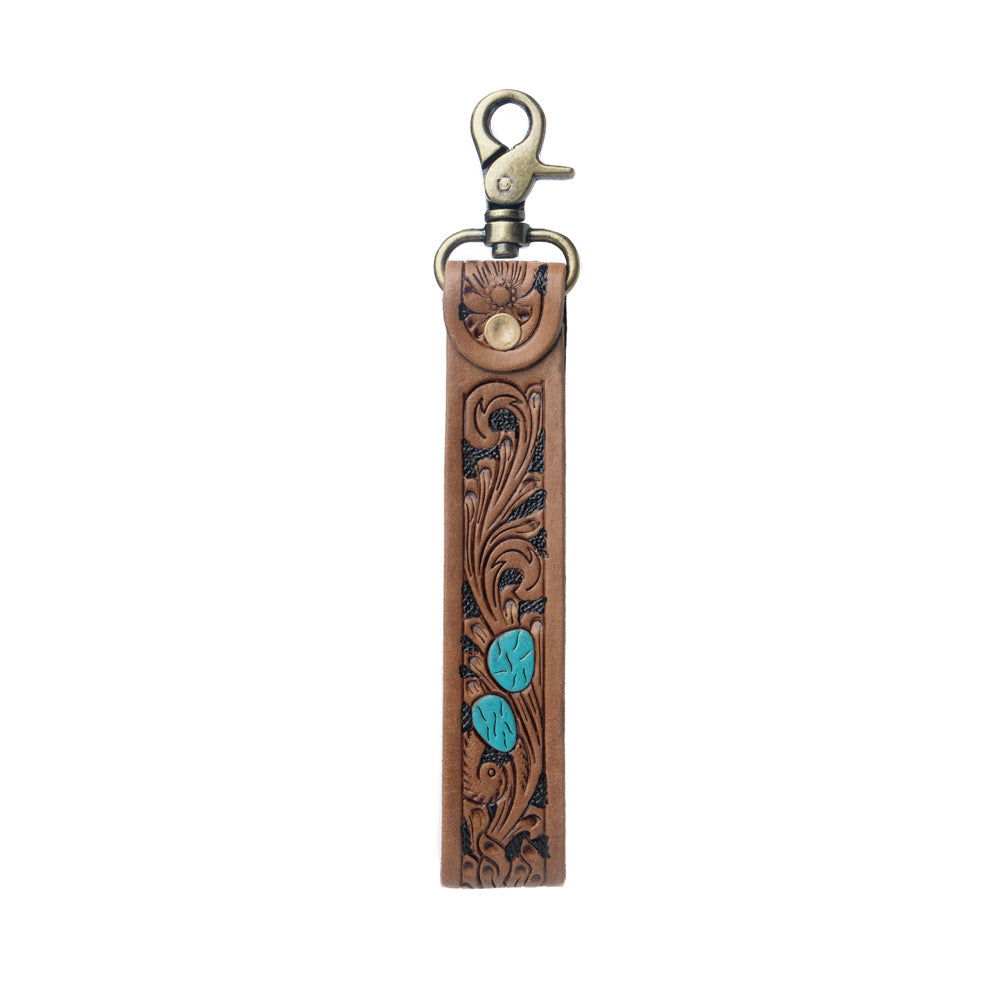 Turquoise Daydreams Key Fob In Blue and Brown