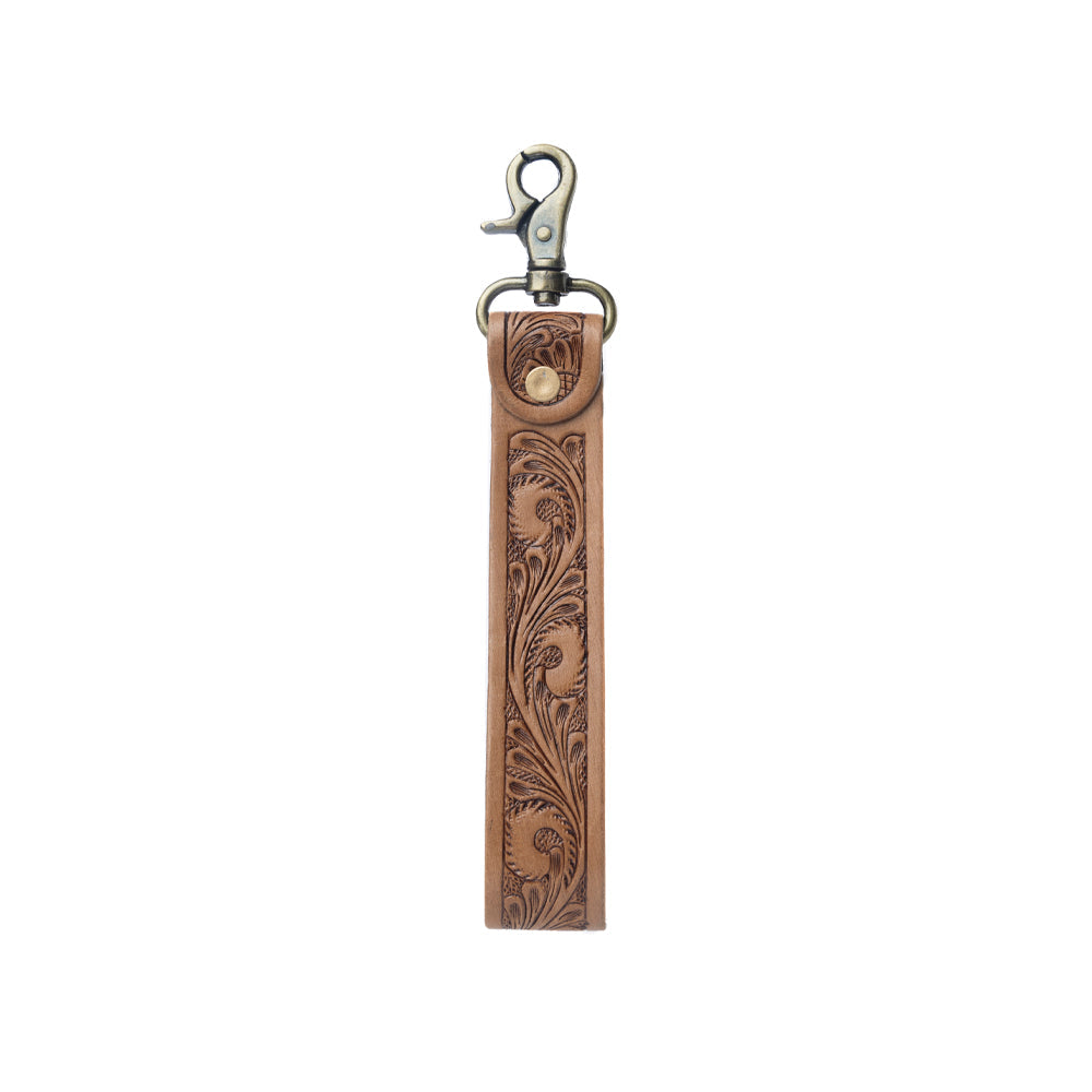 Turquoise Daydreams Key Fob In Light Brown