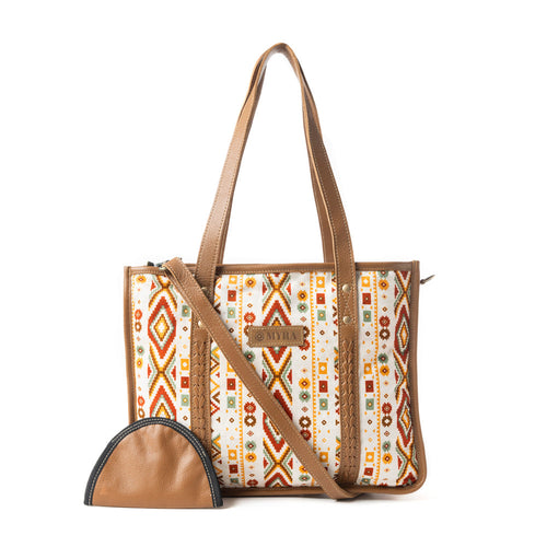 Mesa Flight Tote Bag In Red & Brown