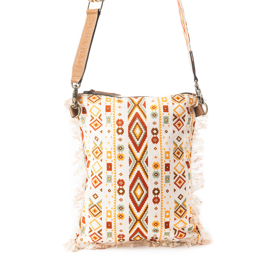 Beautiful Tapestry Crossbody Bag In Off White