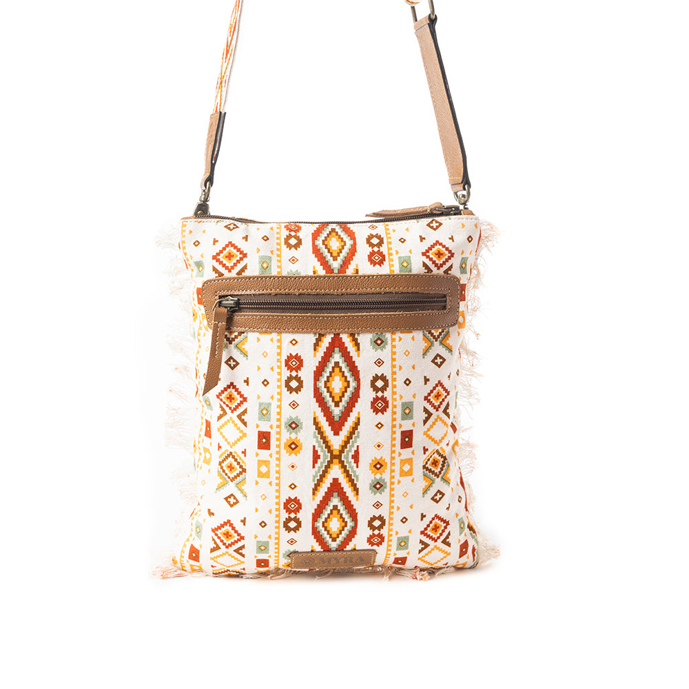 Beautiful Tapestry Crossbody Bag In Off White