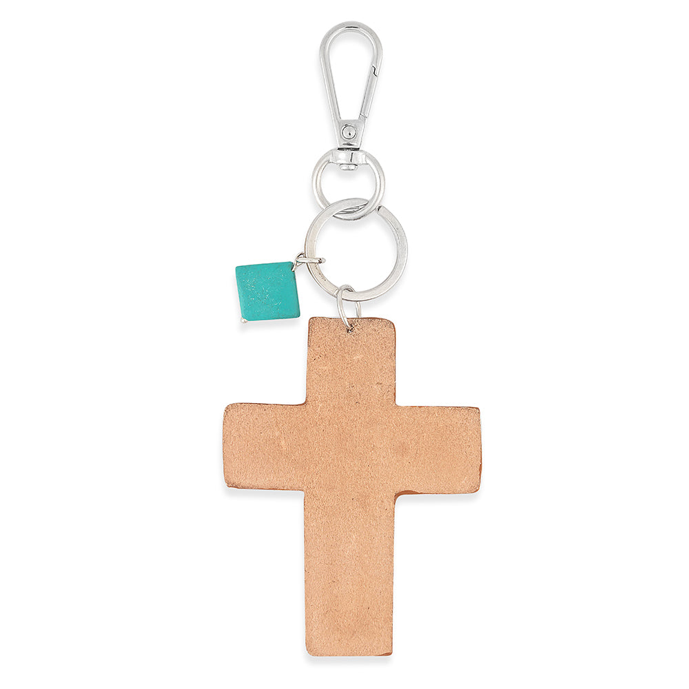 Turquoise Bloom Cross Key Fob