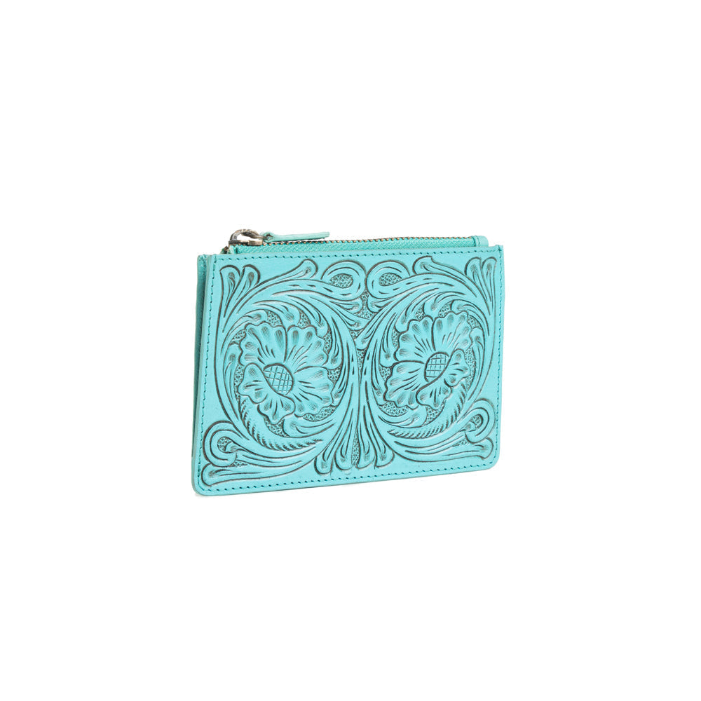 Bloom on the Range Credit Card Wallet in Turquoise