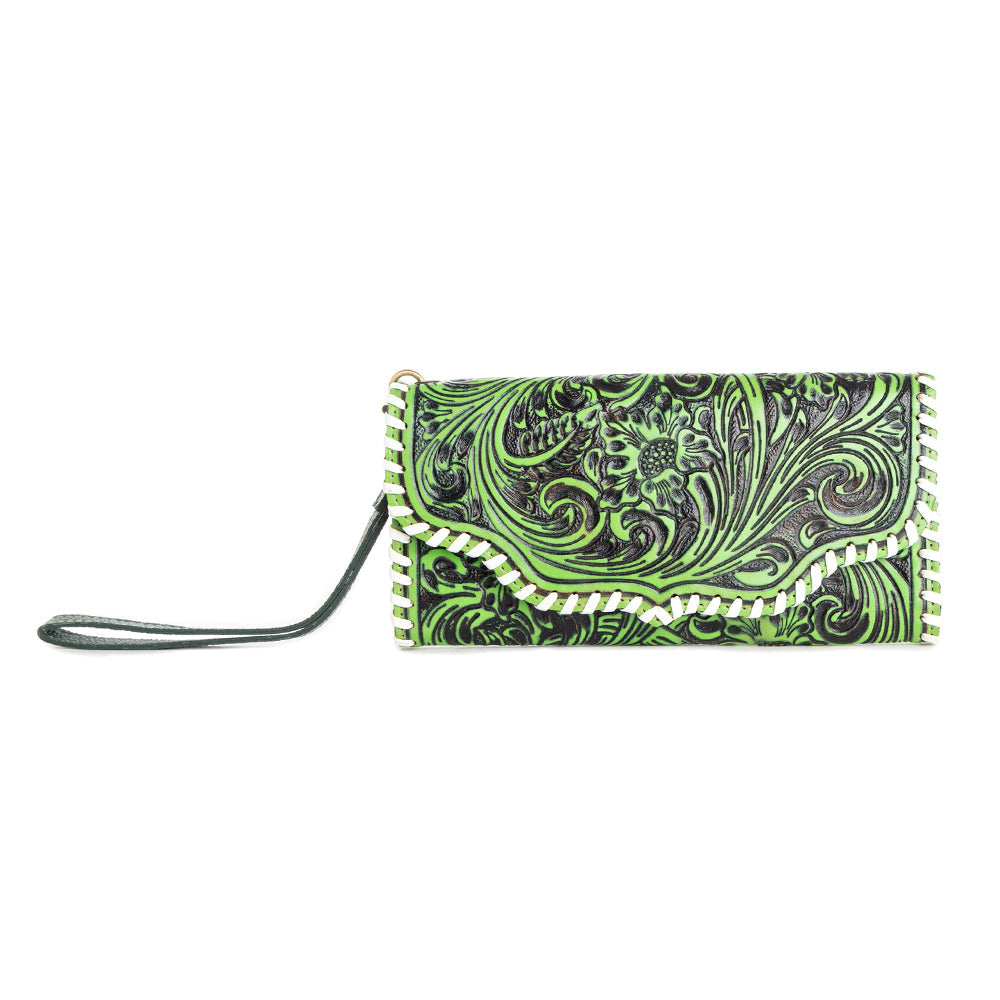 Desert Roses Wallet in Crimson In Green