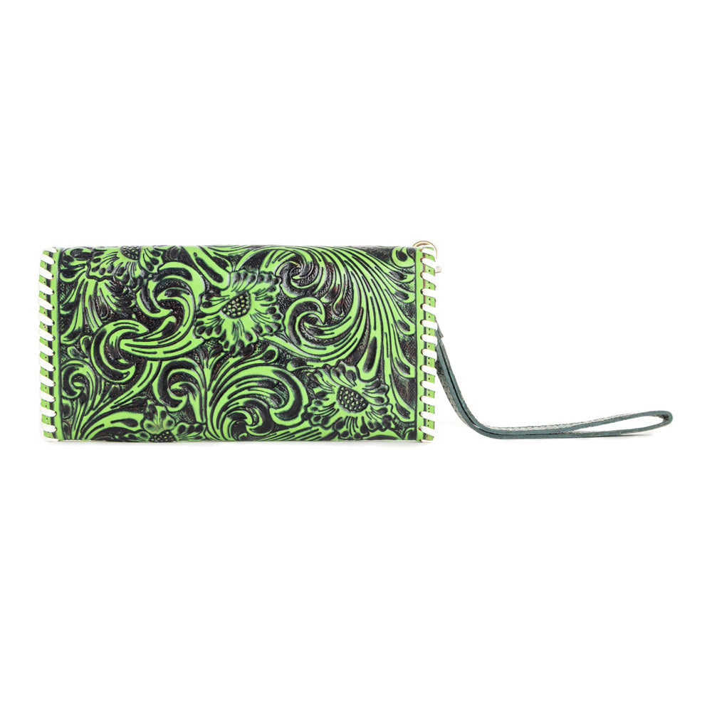 Desert Roses Wallet in Crimson In Green