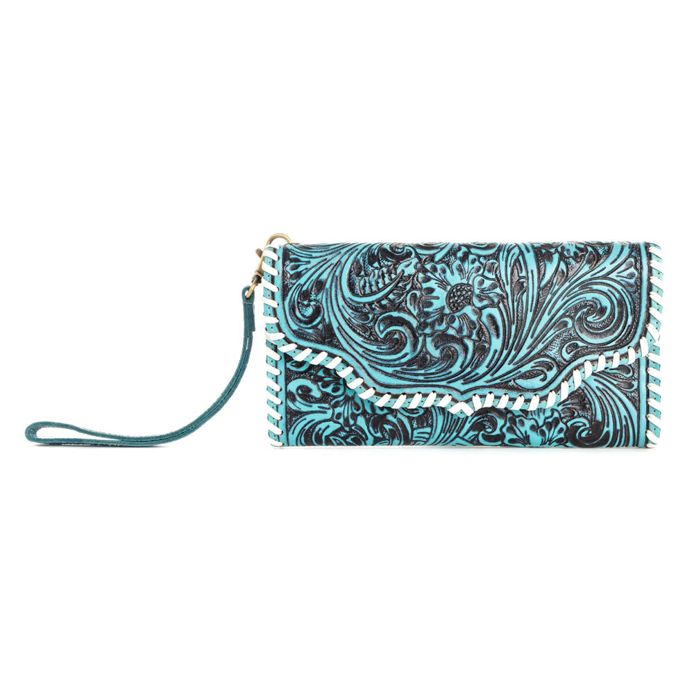 Desert Roses Wallet in Crimson In Blue