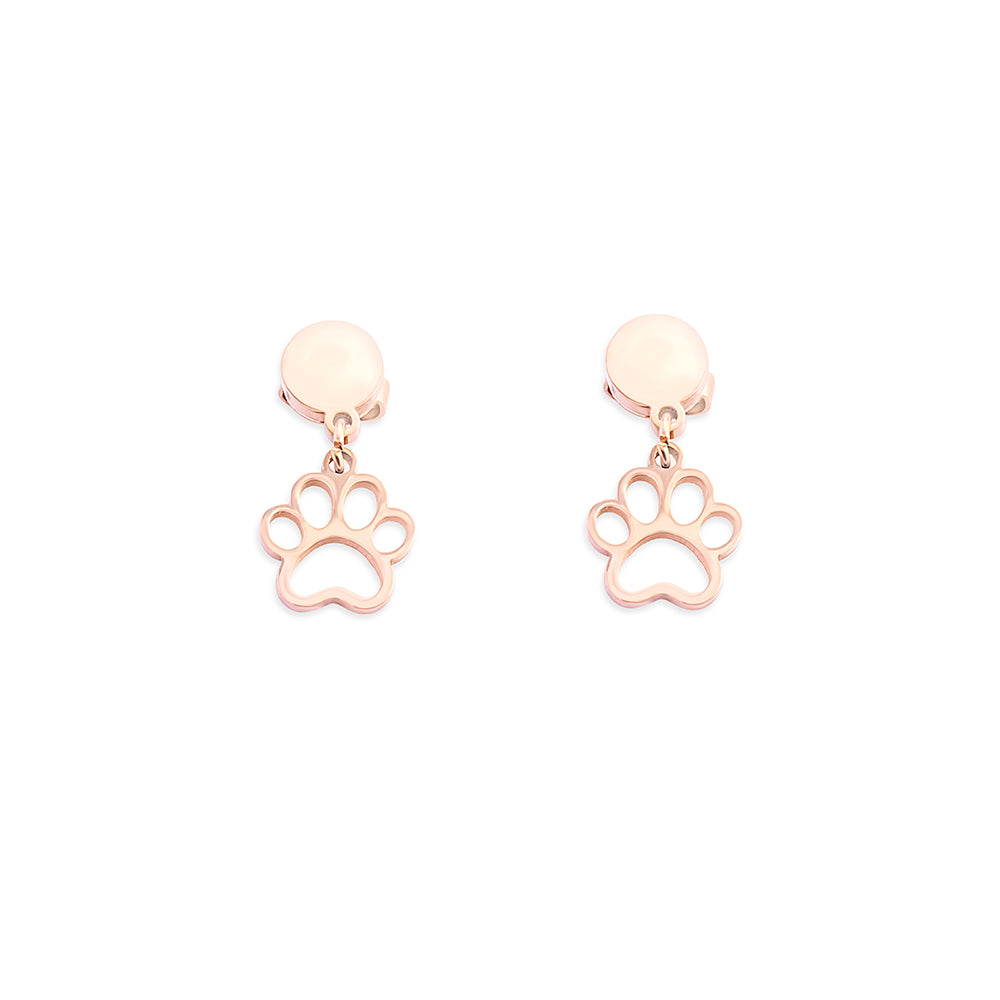 Amore d'Janet Paw Print Earrings In Peach