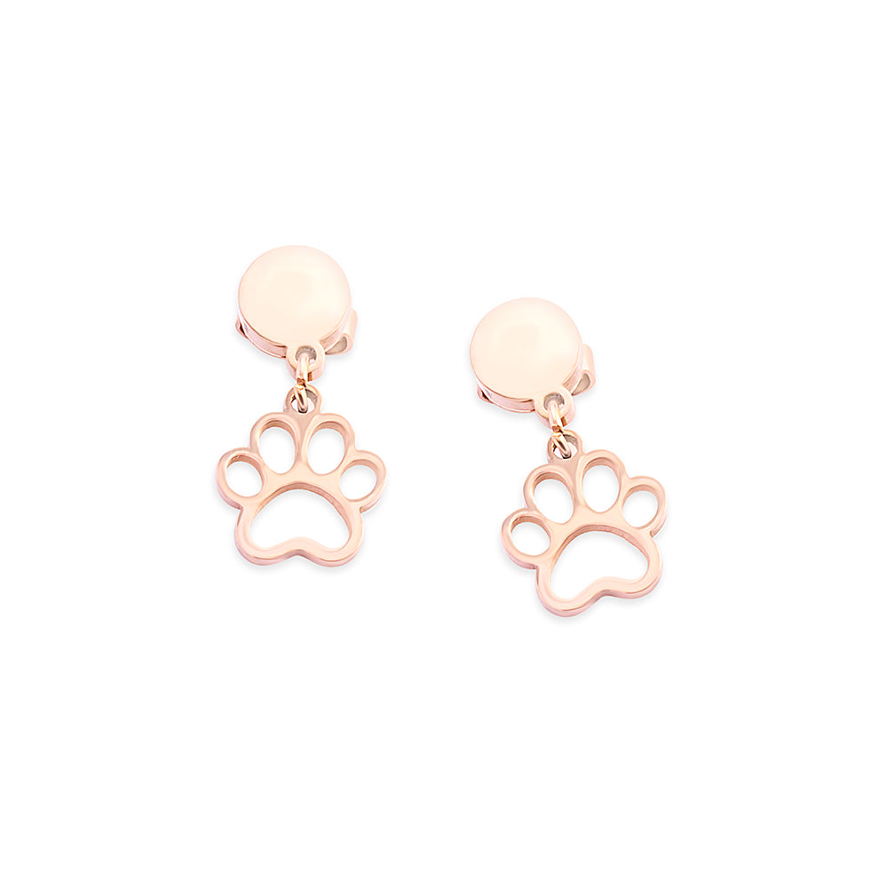 Amore d'Janet Paw Print Earrings In Peach