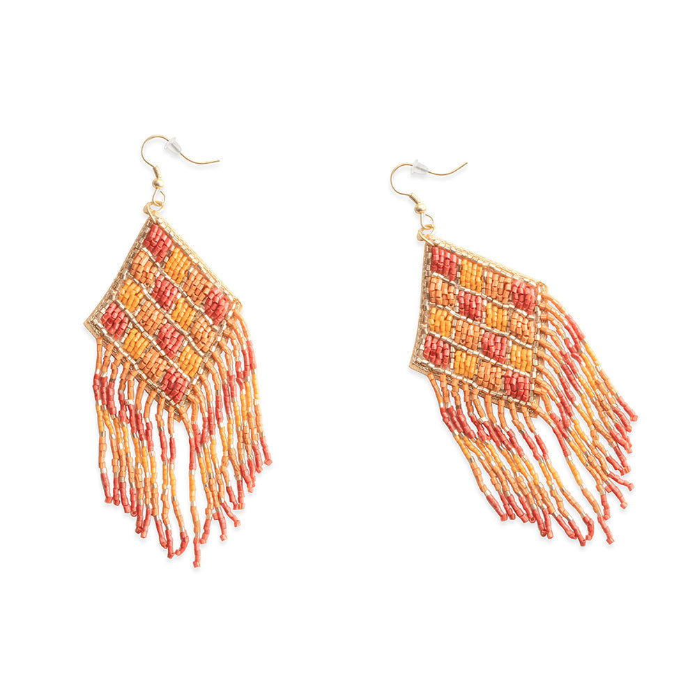 Shield in Flight Beaded Earrings In Multicolor