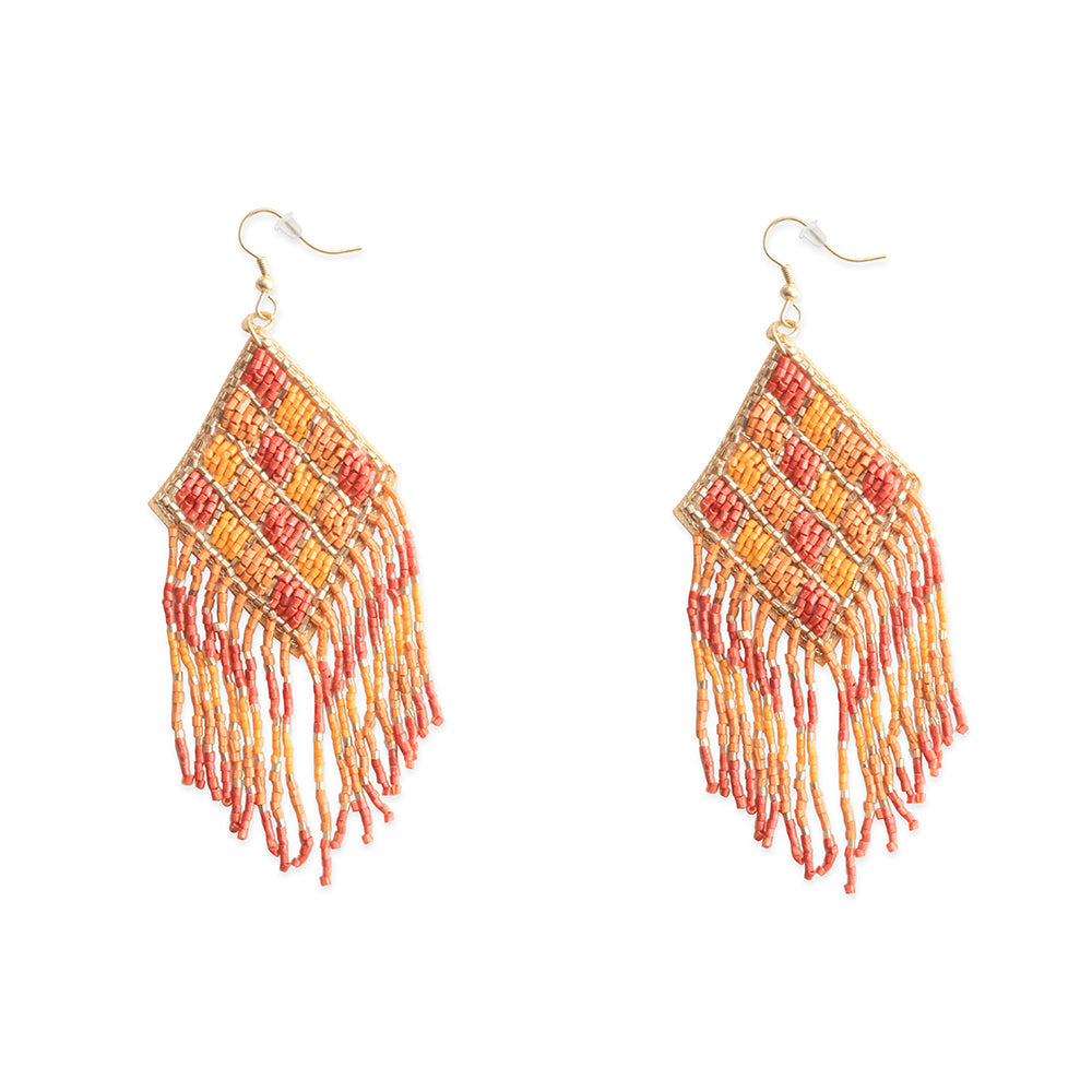 Shield in Flight Beaded Earrings In Multicolor