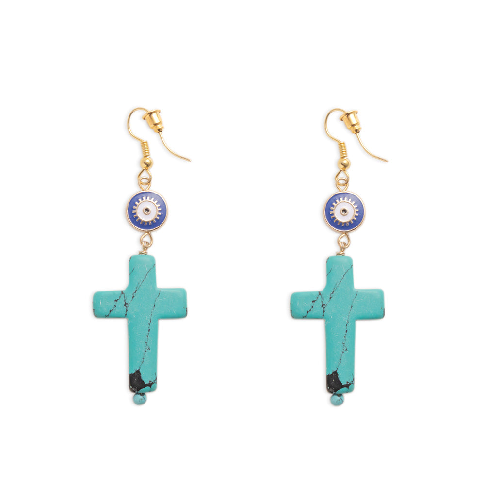 Turquoise Cross Earrings