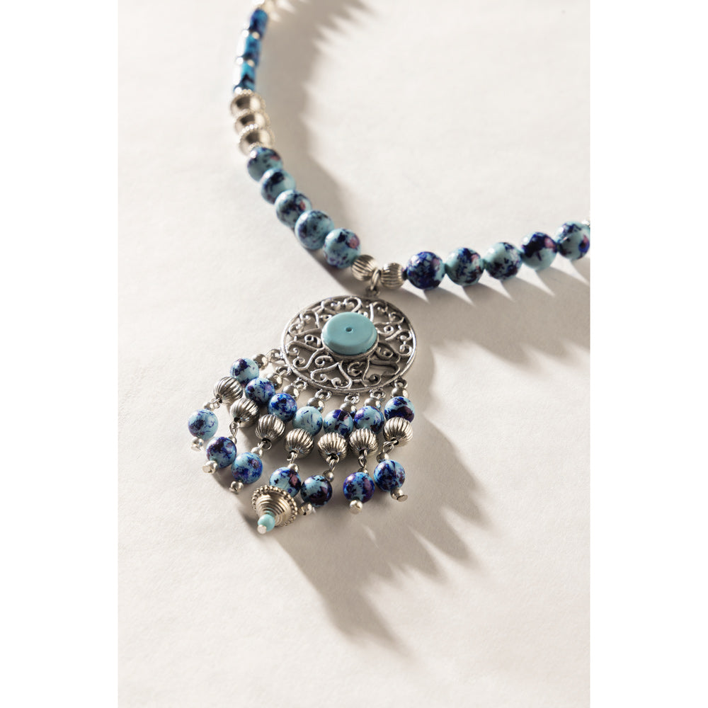 Luxi Concho Necklace In Blue