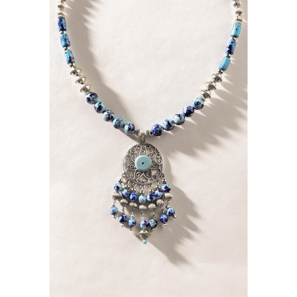 Luxi Concho Necklace In Blue