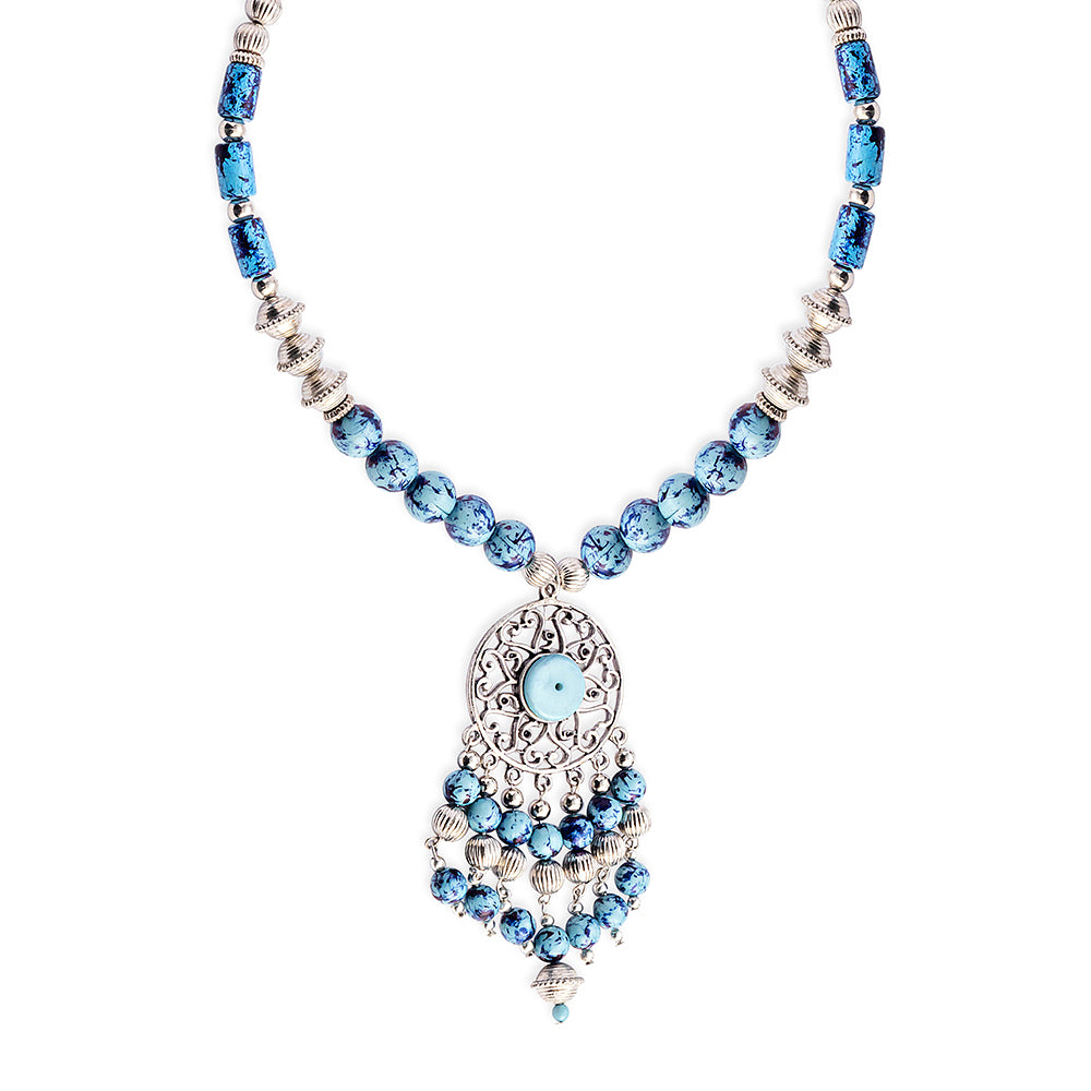 Luxi Concho Necklace In Blue