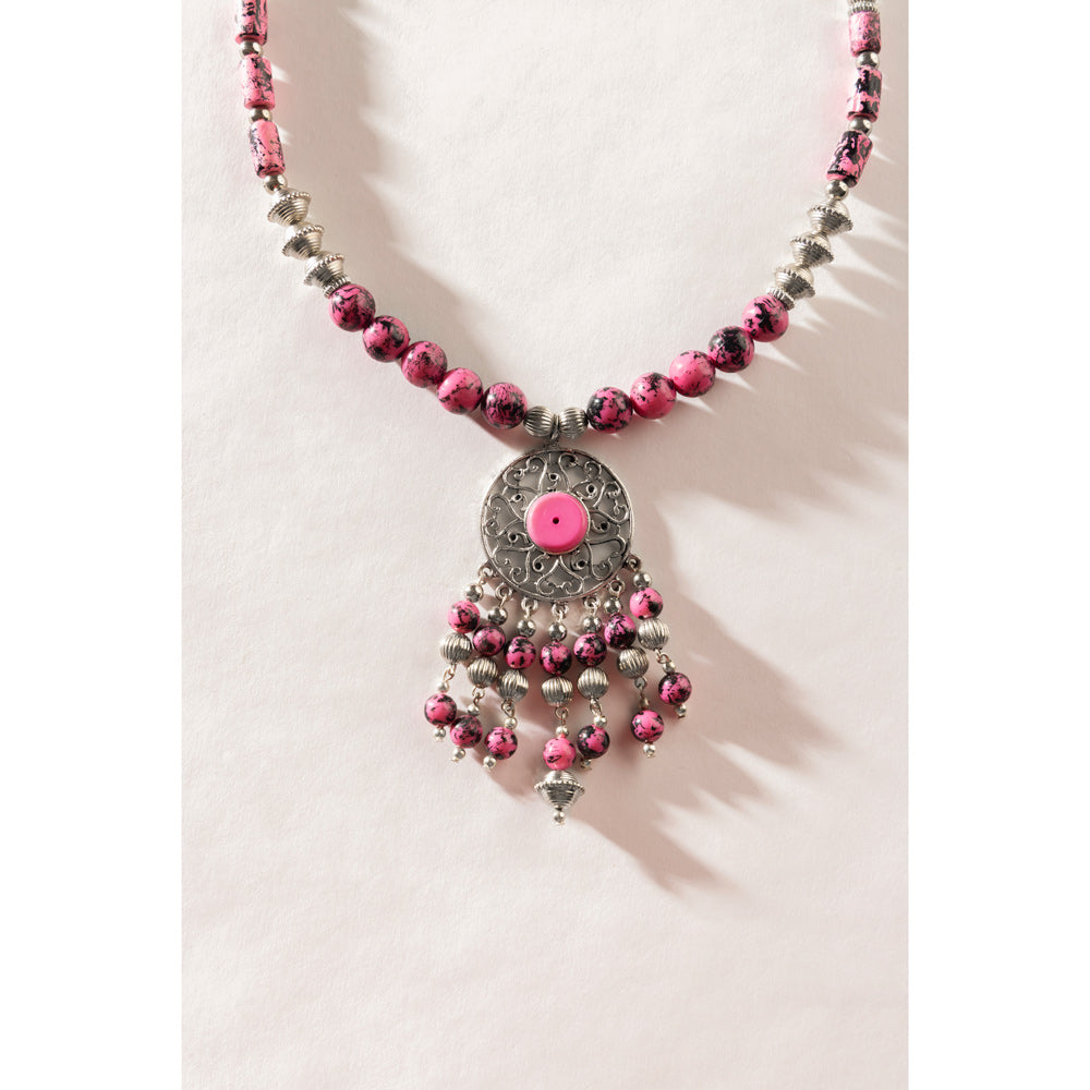 Luxi Concho Necklace In Pink