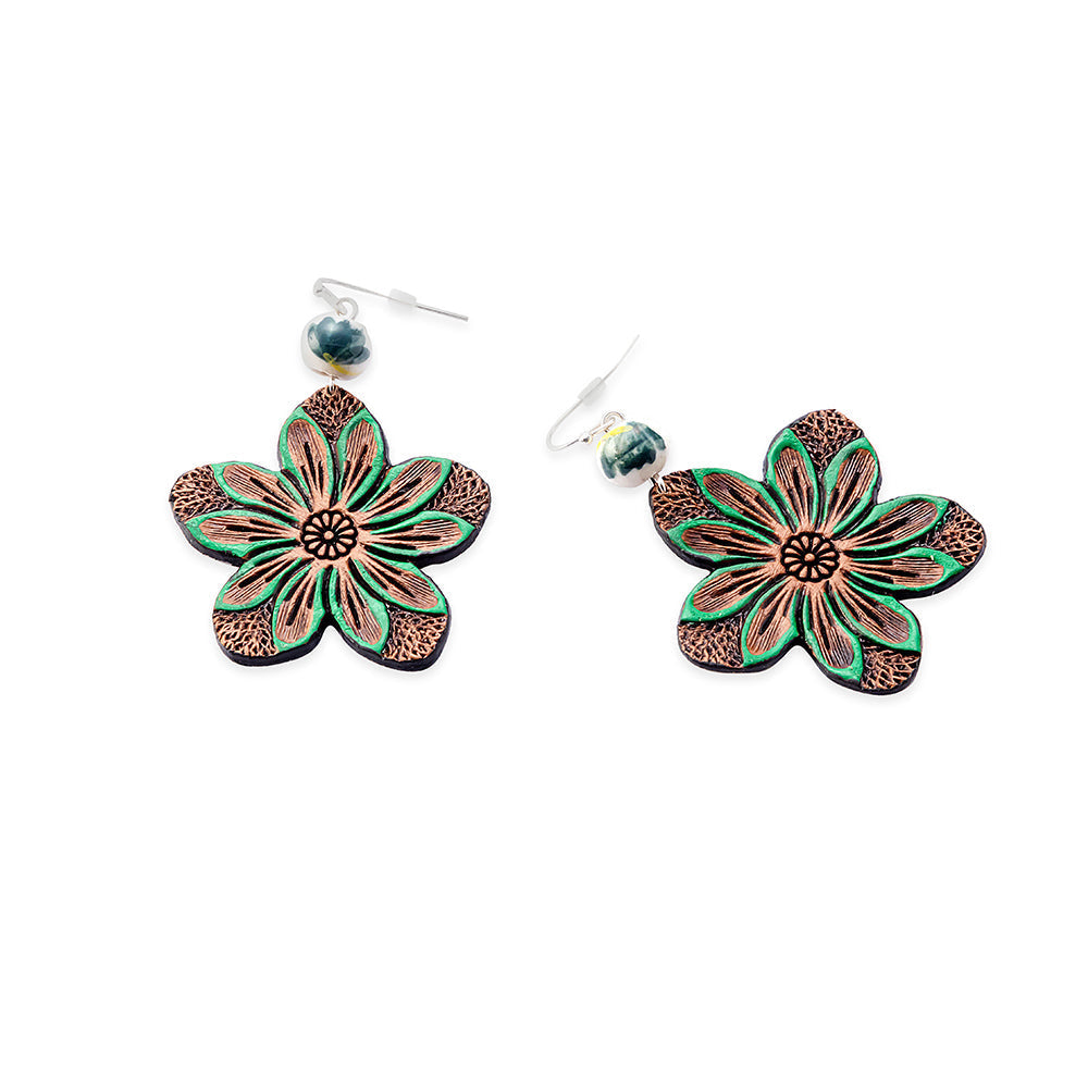 Lovely Bloom Earrings In Green