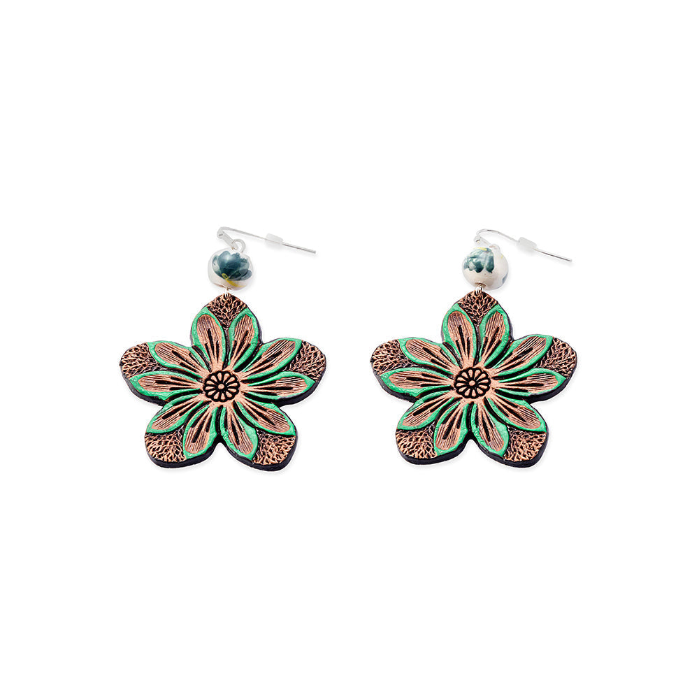 Lovely Bloom Earrings In Green