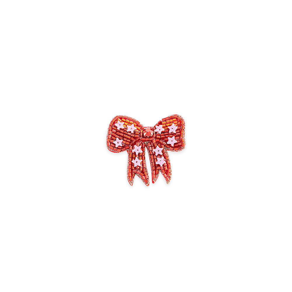 Lovely Bow Brooch In Red