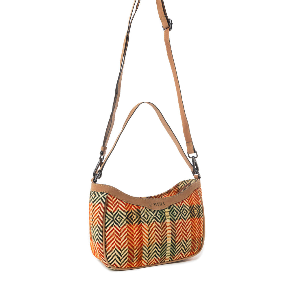 Harvest Chevron Crossbody Bag In Orange