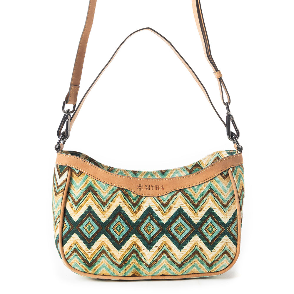 Harvest Chevron Crossbody Bag In Green