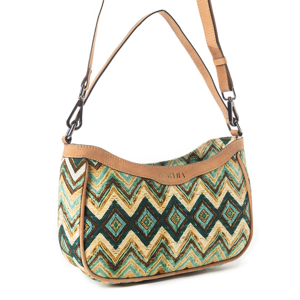 Harvest Chevron Crossbody Bag In Green