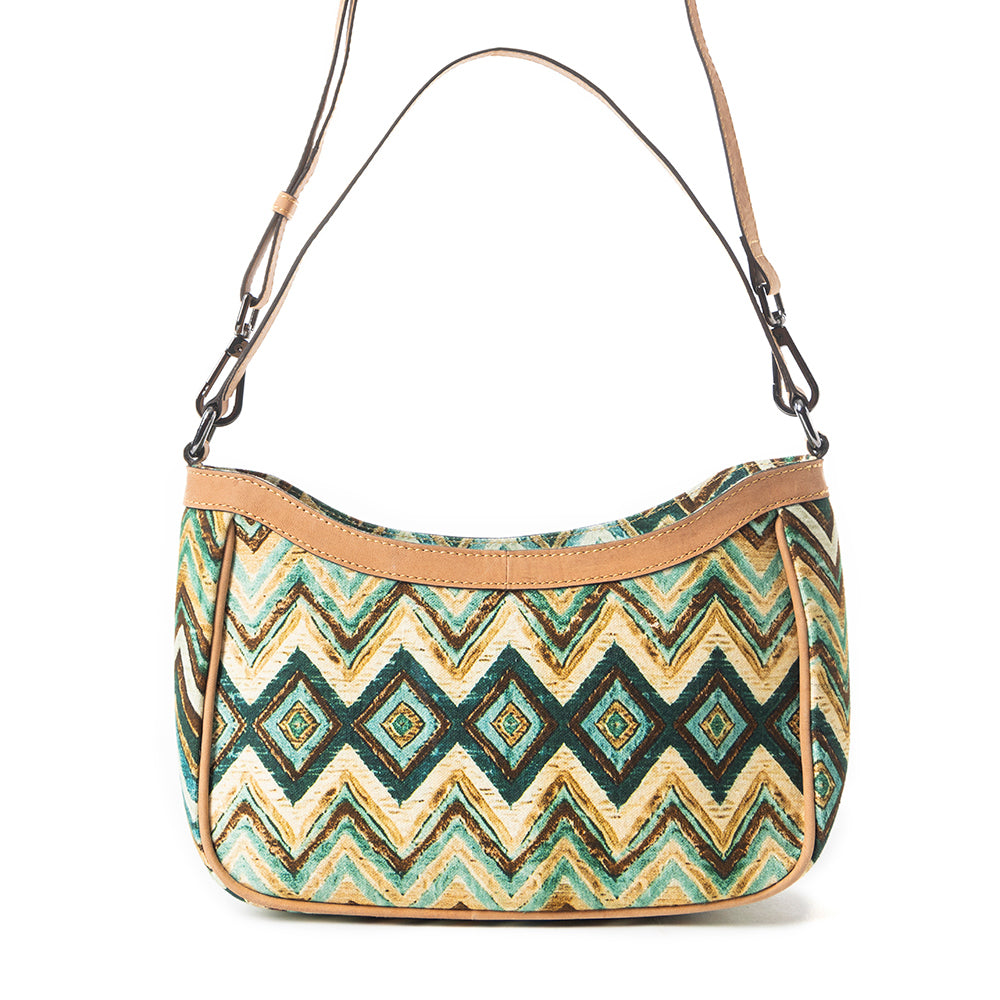 Harvest Chevron Crossbody Bag In Green