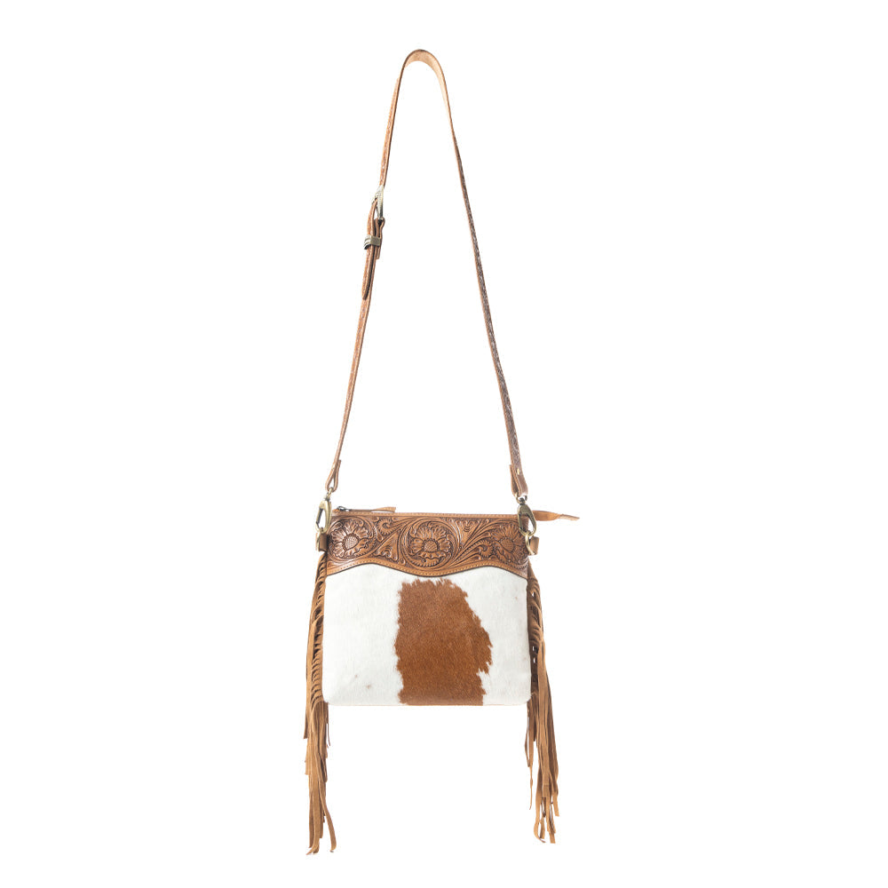 Western Meadows Crossbody Bag In Brown and White