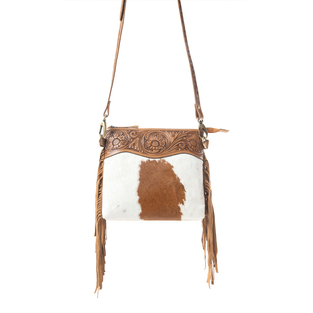 Western Meadows Crossbody Bag In Brown and White