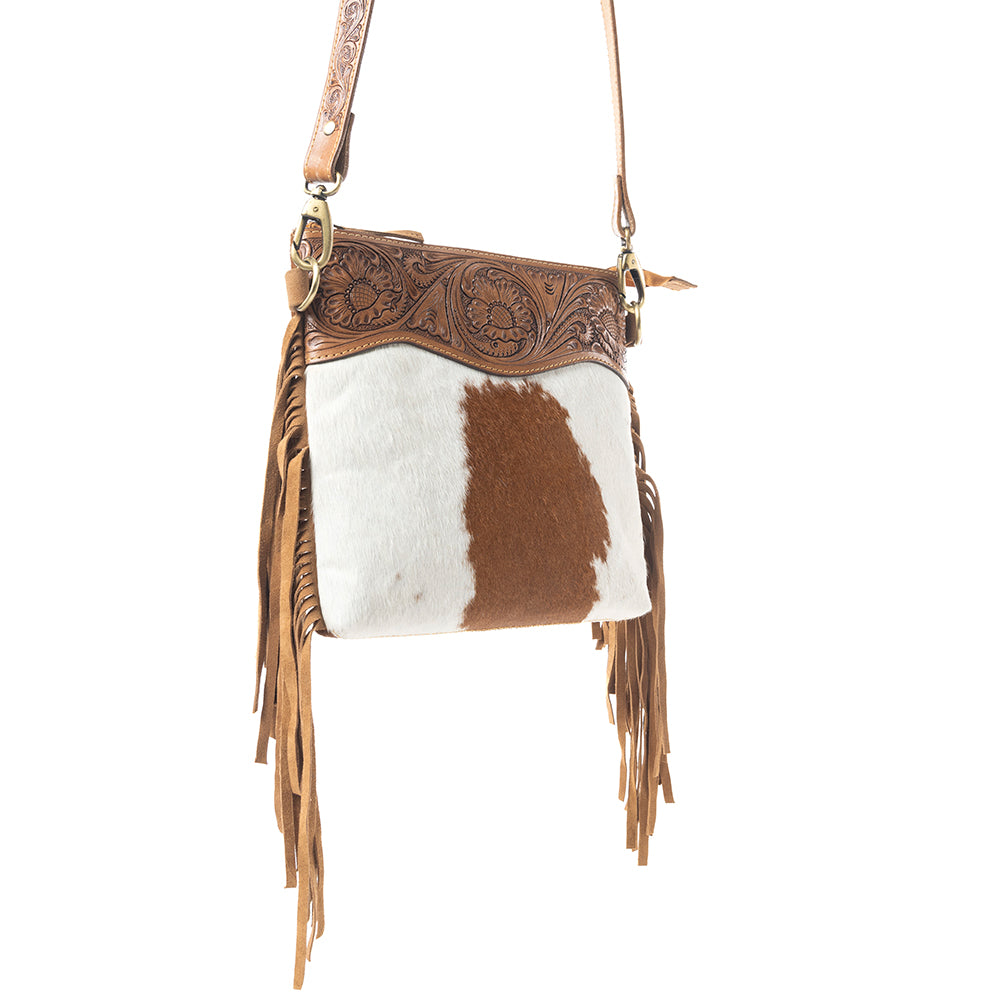 Western Meadows Crossbody Bag In Brown and White