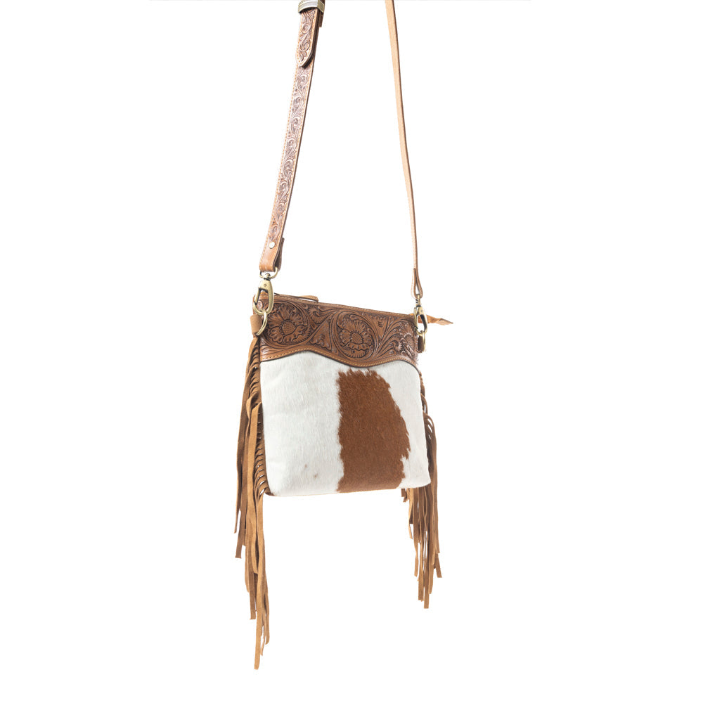 Western Meadows Crossbody Bag In Brown and White