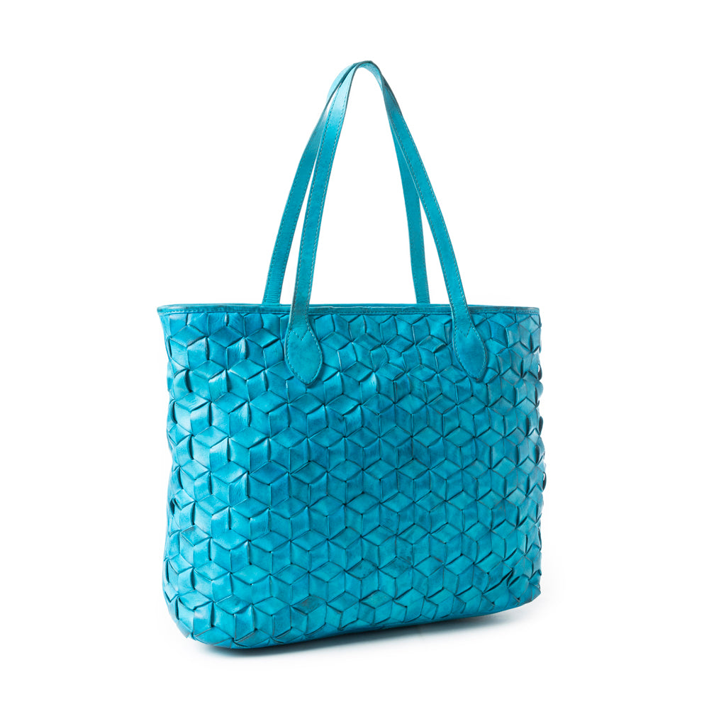 Aqua Prism Market Tote Bag In Blue