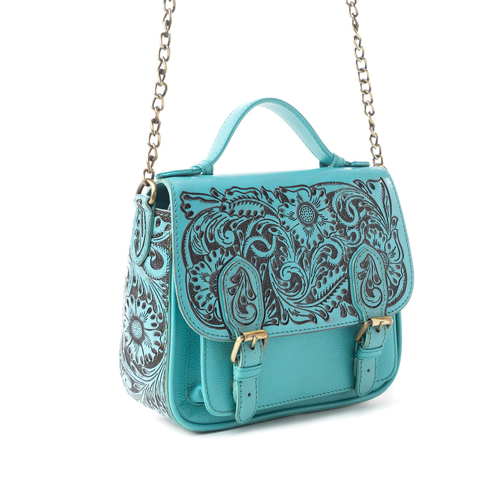 Sapphire Scroll Shoulder Bag In Turquoise