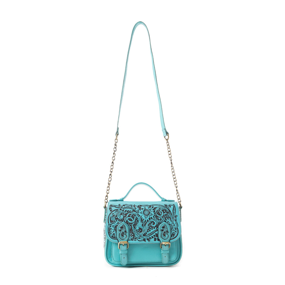 Sapphire Scroll Shoulder Bag In Turquoise