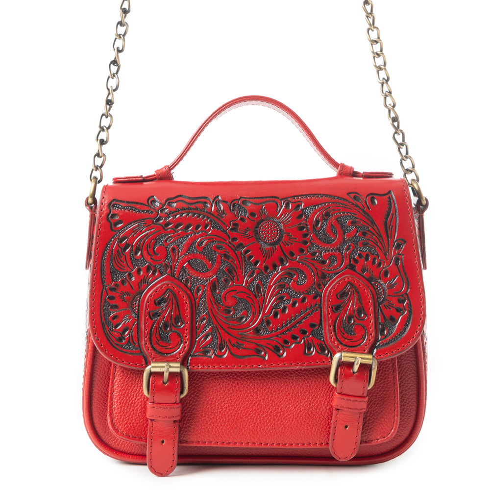 Sapphire Scroll Shoulder Bag In Red