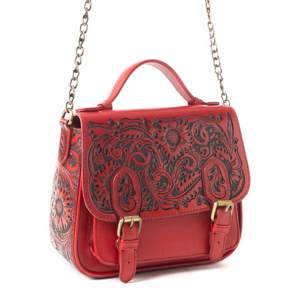 Sapphire Scroll Shoulder Bag In Red