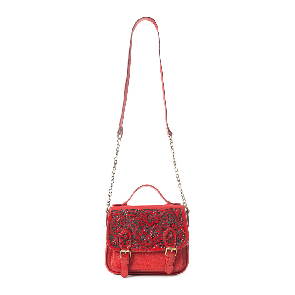 Sapphire Scroll Shoulder Bag In Red