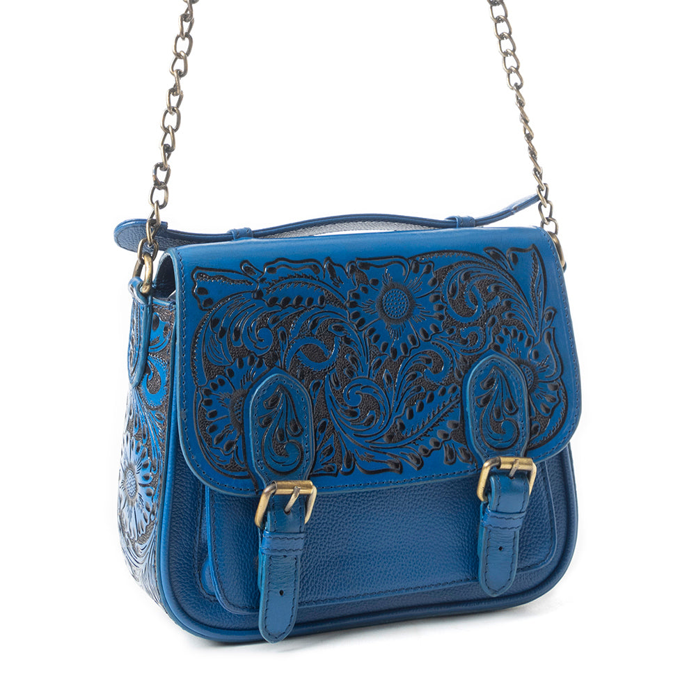 Sapphire Scroll Shoulder Bag In Blue