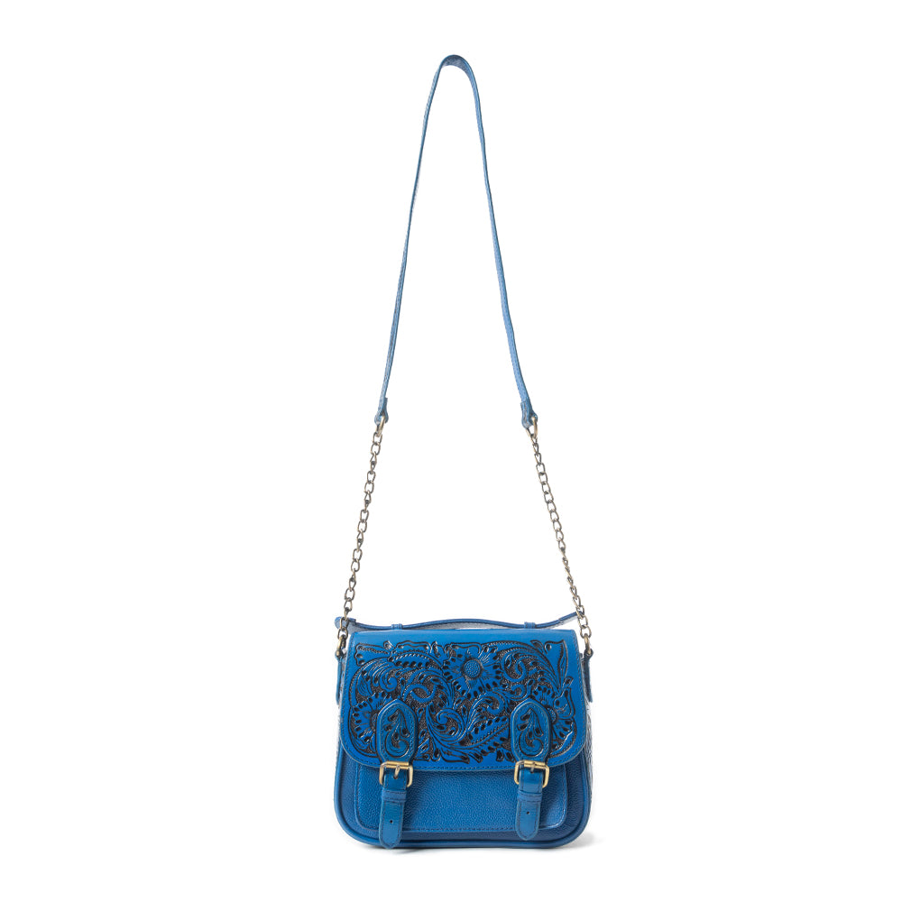 Sapphire Scroll Shoulder Bag In Blue