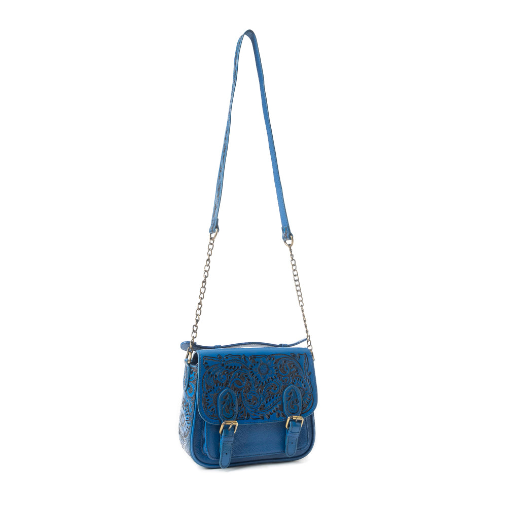 Sapphire Scroll Shoulder Bag In Blue