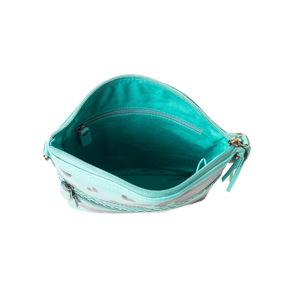 Prairie Sage Spotted Shoulder Bag In Turquoise