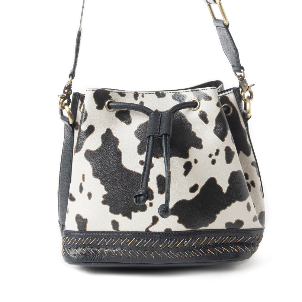 Ranch Holstein Heritage Bucket Bag In Black & White