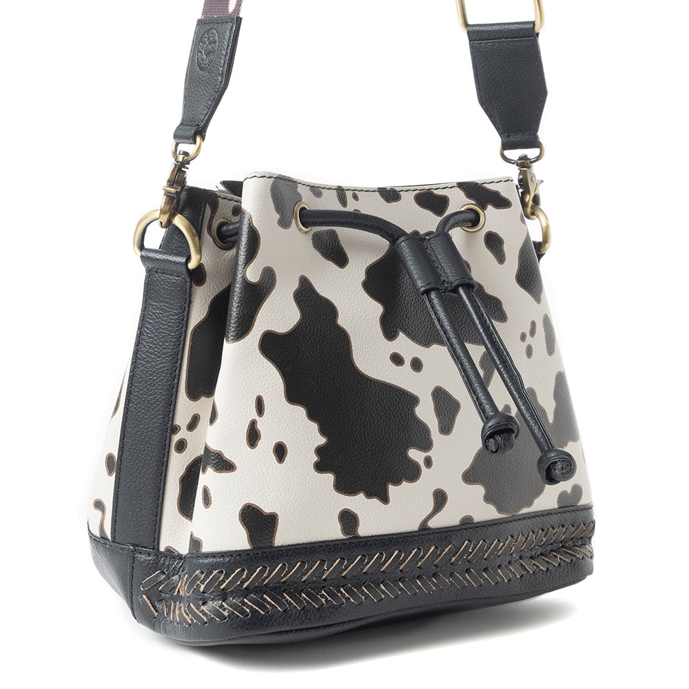 Ranch Holstein Heritage Bucket Bag In Black & White